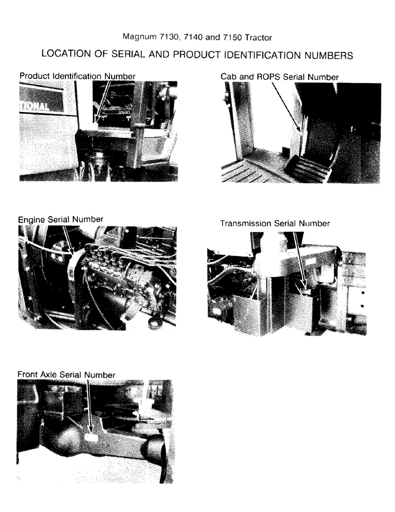 Схема запчастей Case IH 7150 - (1-002) - LOCATION OF SERIAL AND PRODUCT IDENTIFICATION NUMBERS (00) - PICTORIAL INDEX