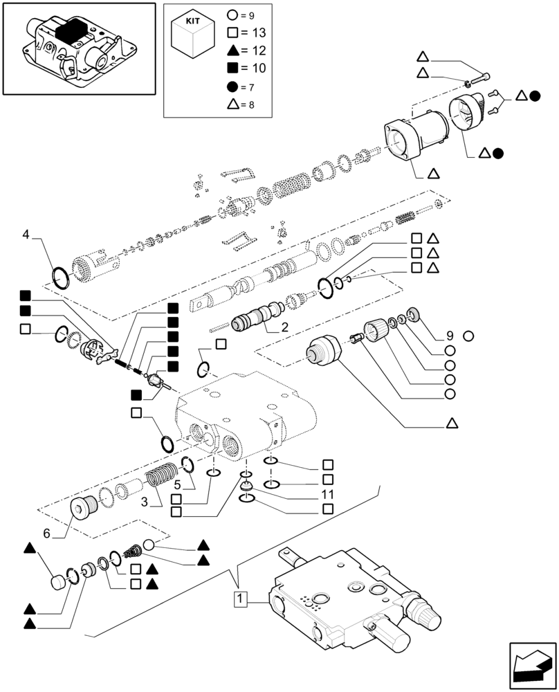 Схема запчастей Case IH PUMA 195 - (1.82.7/03A) - VALVE CONTROL - BREAKDOWN (07) - HYDRAULIC SYSTEM