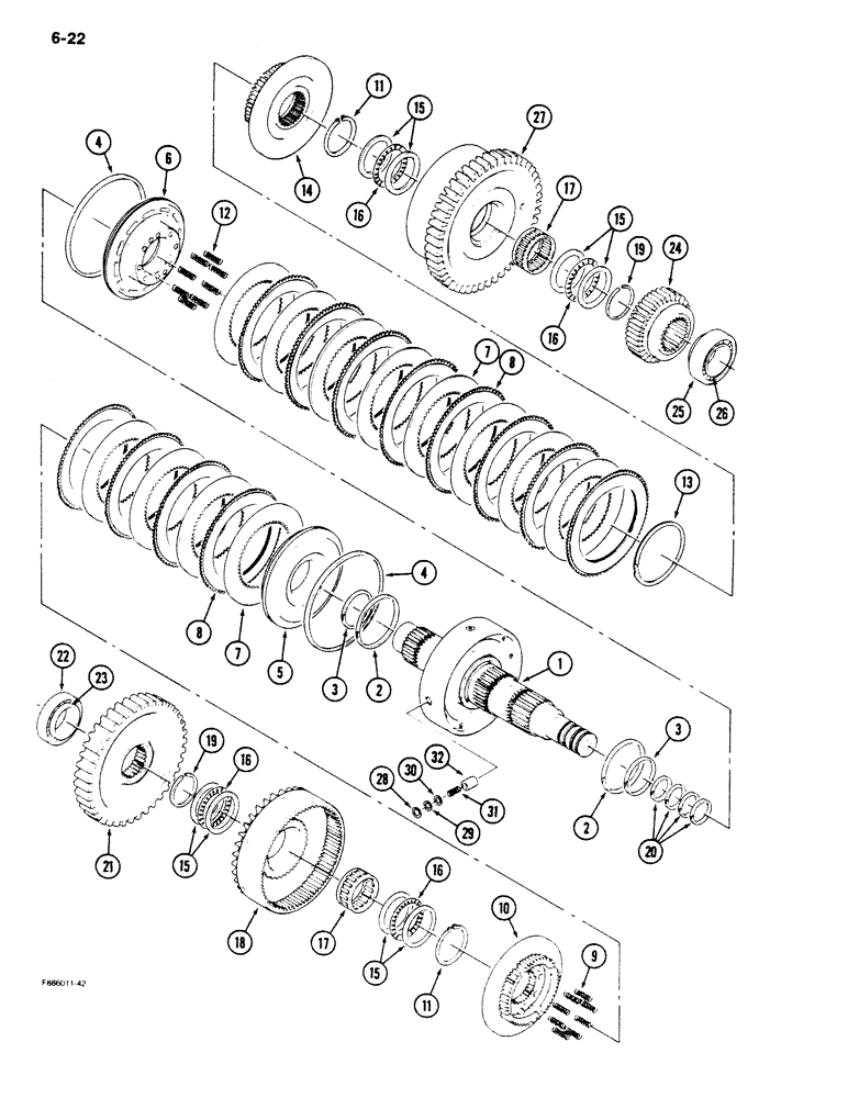 Схема запчастей Case IH 9170 - (6-22) - TRANSMISSION, 9 INCH CLUTCH PACK (06) - POWER TRAIN