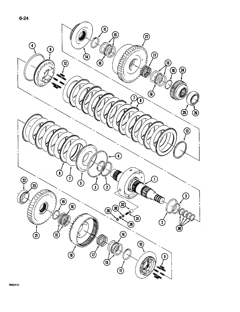 Схема запчастей Case IH 9260 - (6-024) - TRANSMISSION, 9 INCH CLUTCH PACK (06) - POWER TRAIN