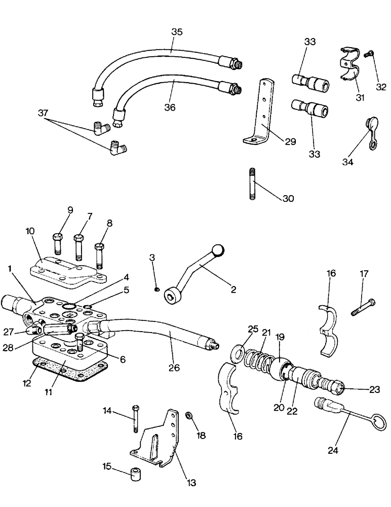 Схема запчастей Case IH 990 - (E16-1) - SELECTAMATIC HYDRAULIC SYSTEM, SINGLE LIVE TAKE-OFF VALVE UNITS OPTIONAL EQUIPMENT (07) - HYDRAULIC SYSTEM