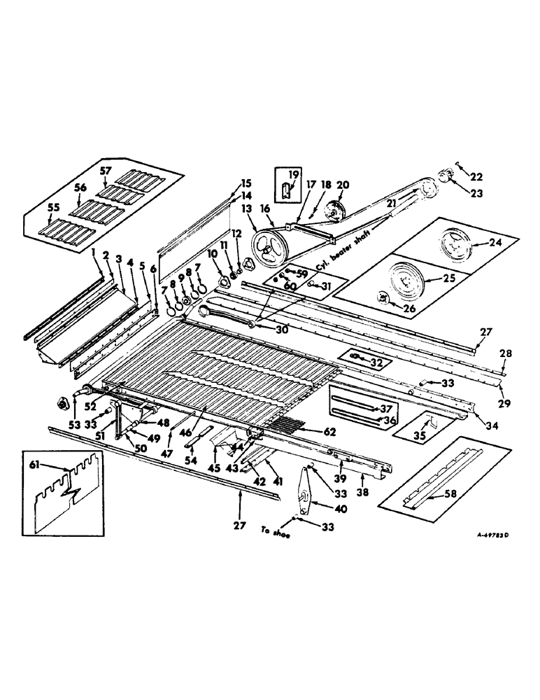 Схема запчастей Case IH 303 - (077) - GRAIN PAN AND SHAKER SHAFT DRIVE, FAST SPEED SHAKER SHAFT DRIVE ATTACHMENT (74) - CLEANING