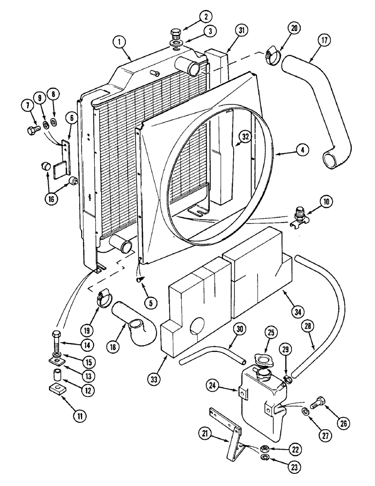 Схема запчастей Case IH 1594 - (2-04) - RADIATOR AND TUBES (02) - ENGINE