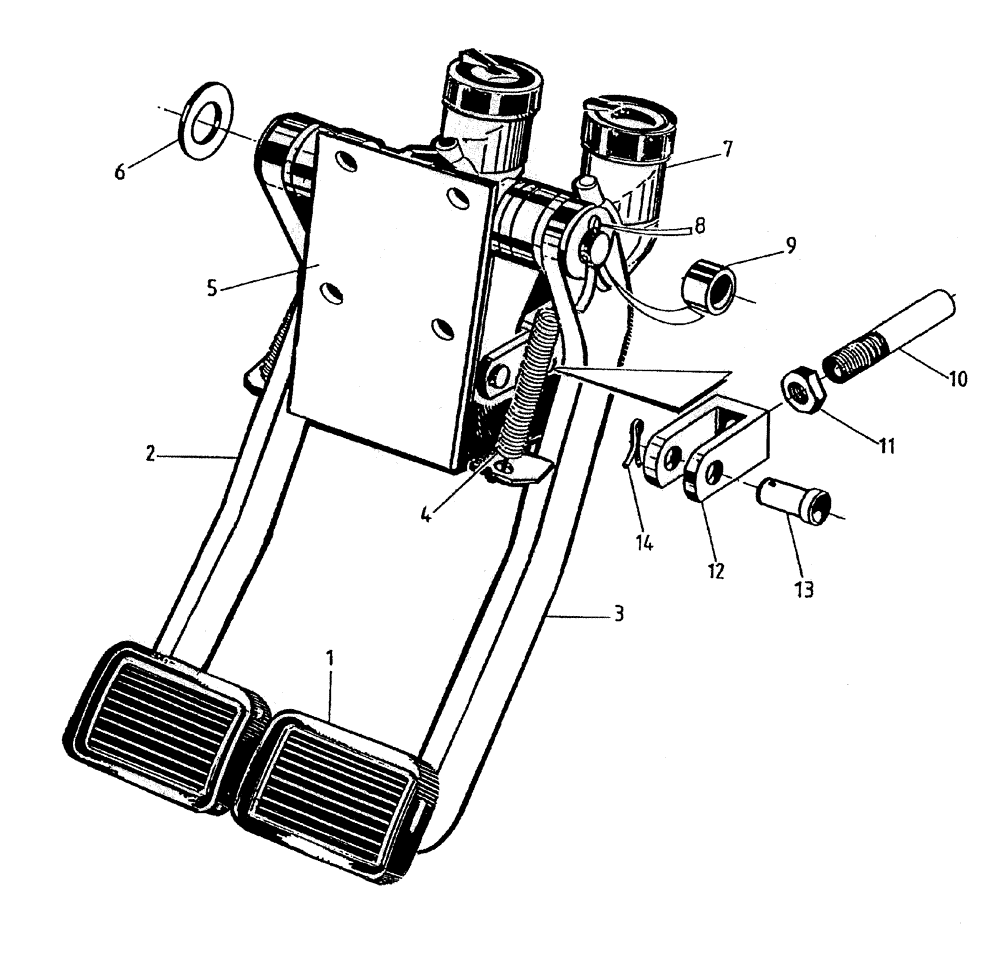 Схема запчастей Case IH 7000 - (A04-40) - BRAKE PEDALS (7000) Mainframe & Functioning Components
