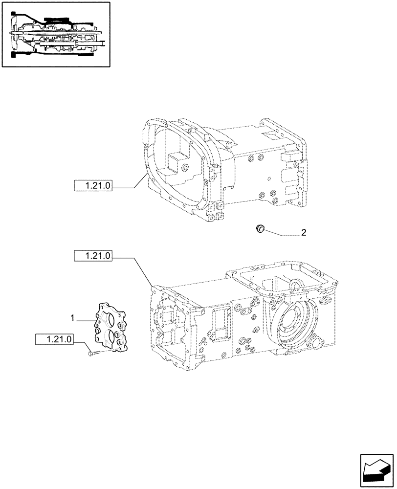 Схема запчастей Case IH JX1075C - (1.21.0/03) - (VAR.139-281) NA - 8X8 (30 KM/H) P.SHUTT. W/OIL COOLER - COVER (03) - TRANSMISSION