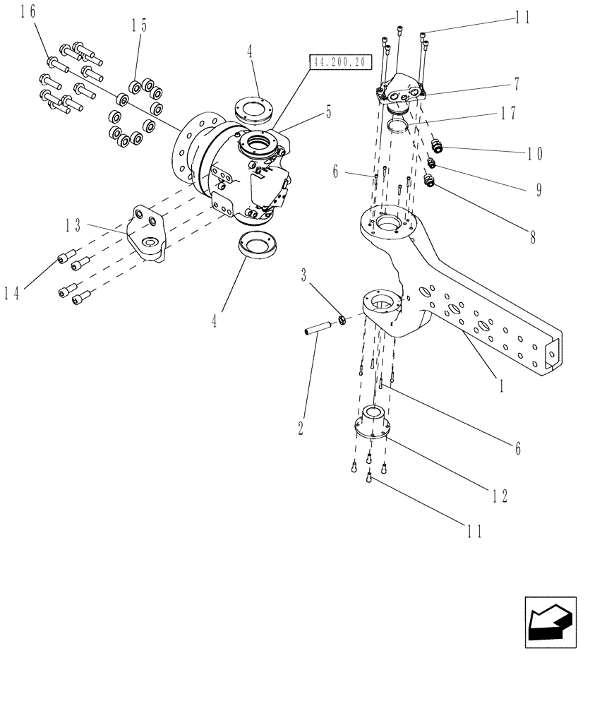 Схема запчастей Case IH 7130 - (44.200.18[02]) - EXTENSION, STEERING KNUCKLE AND HUB, REAR AXLE, POWER GUIDE AXLE- NA/ANZ ONLY (44) - WHEELS