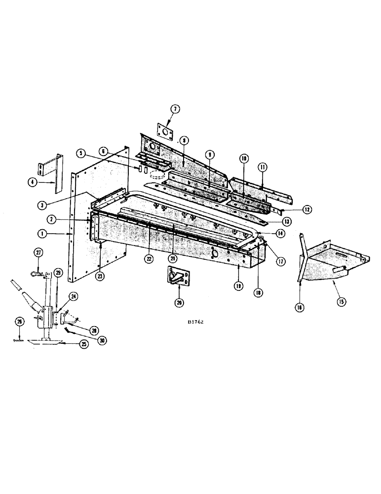 Схема запчастей Case IH F345 - (36) - R. H. OUTER GATHERING CHAIN FRAME (58) - ATTACHMENTS/HEADERS