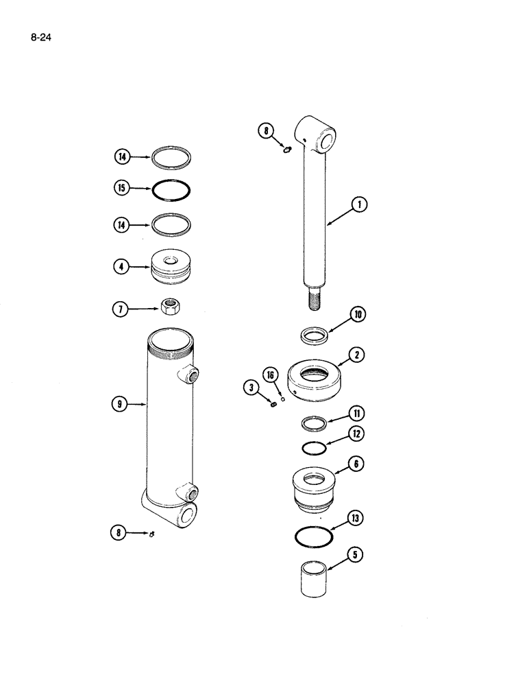 Схема запчастей Case IH 510 - (8-24) - GRAPPLE CYLINDER (08) - HYDRAULICS