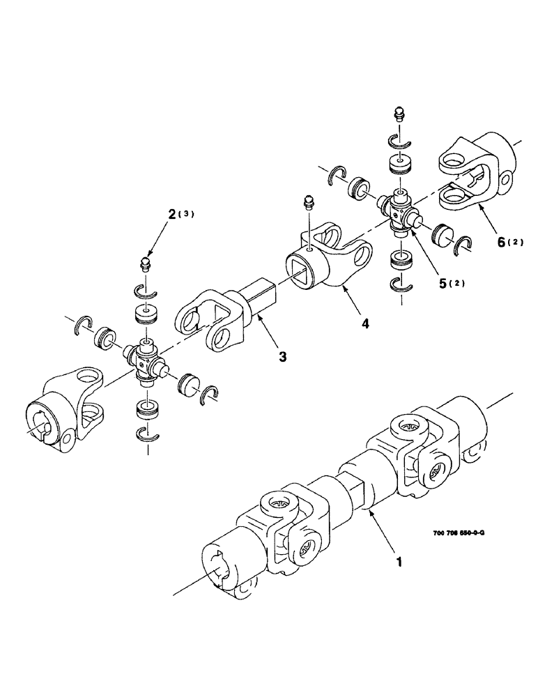 Схема запчастей Case IH 8340 - (2-30) - UPPER JACKSHAFT U-JOINT ASSEMBLY, 700708650 U-JOINT ASSEMBLY COMPLETE (58) - ATTACHMENTS/HEADERS