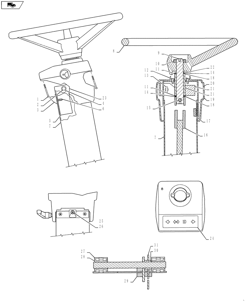 Схема запчастей Case IH 620 - (05-01[01][05]) - UPPER STEERING WHEEL MOUNTING (04) - STEERING