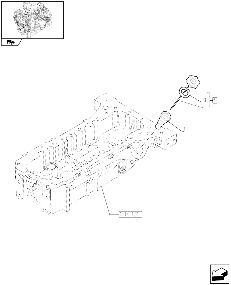 Схема запчастей Case IH MAXXUM 115 - (0.27.0/01) - ENGINE OIL DIPSTICK (STD + VAR.330003-332115) (01) - ENGINE