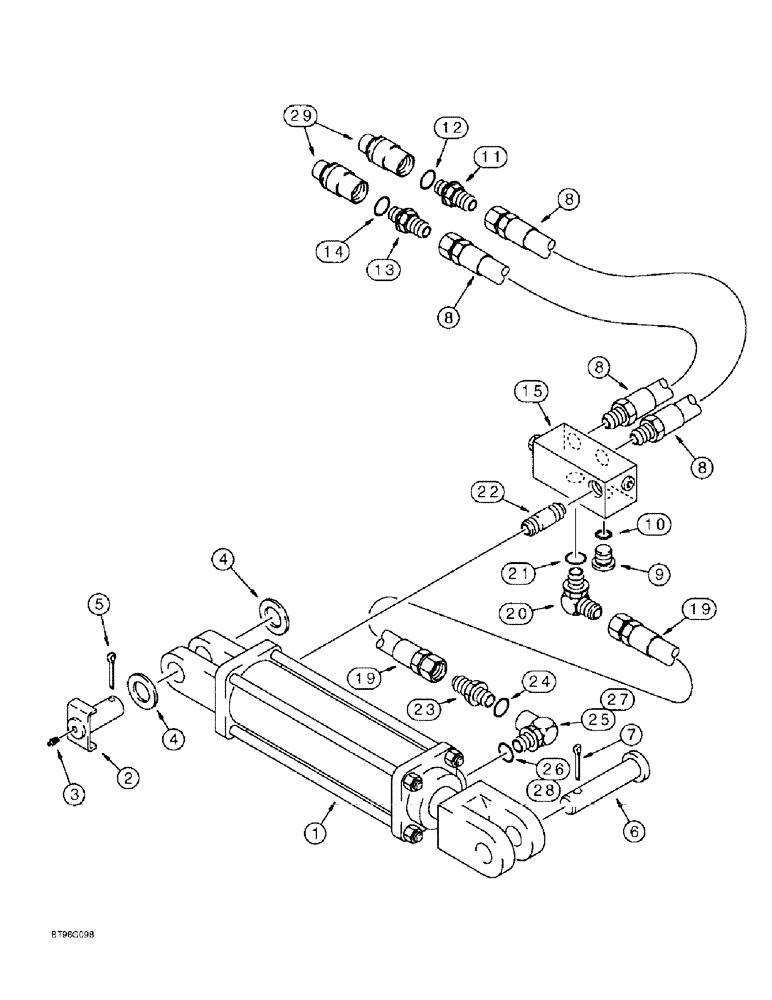 Схема запчастей Case IH 145 - (08-01) - ROLL OVER CYLINDER HYDRAULICS AND CONNECTIONS, PLOWS WITH TIE BOLT HYDRAULIC CYLINDER (08) - HYDRAULICS