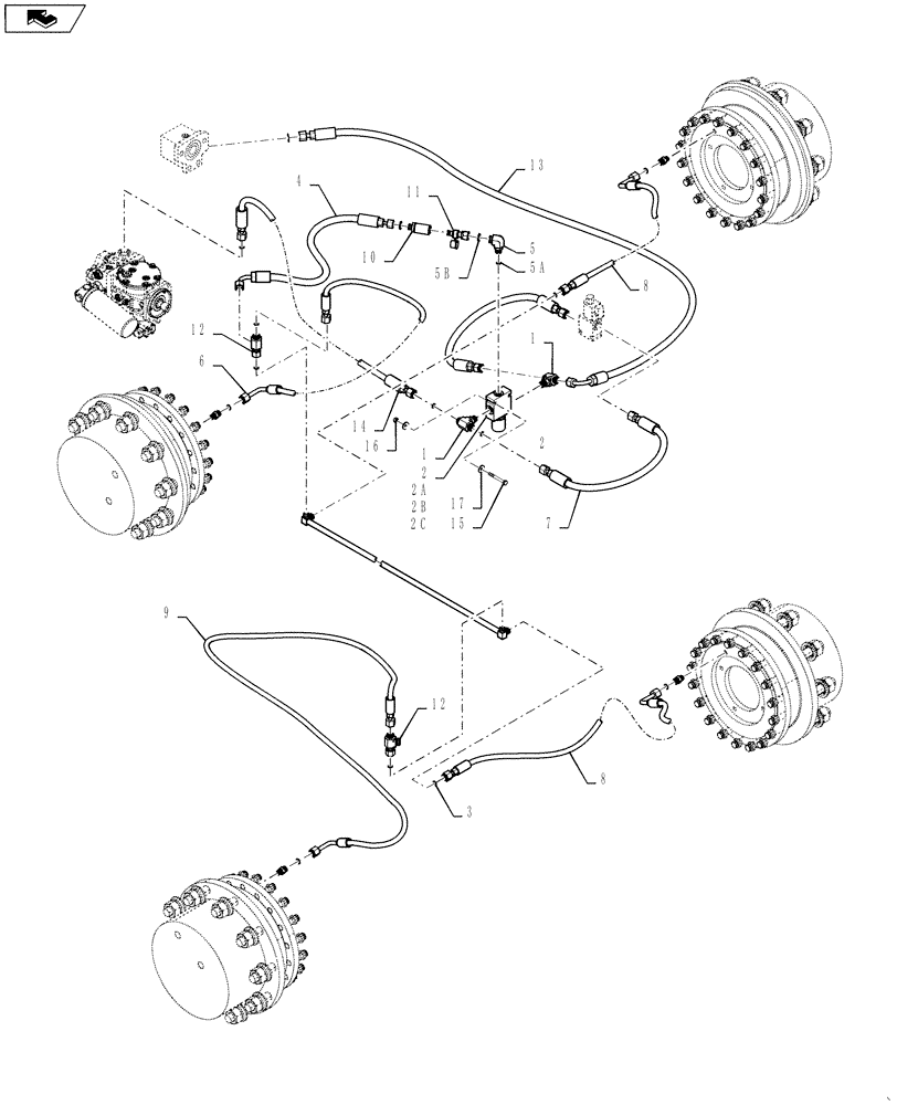 Схема запчастей Case IH 4420 - (06-027) - PARK BRAKE GROUP Hydraulic Plumbing
