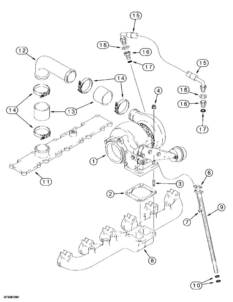 Схема запчастей Case IH MX180 - (2-036) - TURBOCHARGER SYSTEM, MX180, 6T-830 EMISSIONS CERTIFIED ENGINE (02) - ENGINE