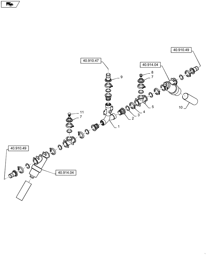 Схема запчастей Case IH 4430 - (40.910.48) - CENTER SECTION MANIFOLD GROUP, 7 SECTION, 120’ BOOM (40 ) - PLUMBING