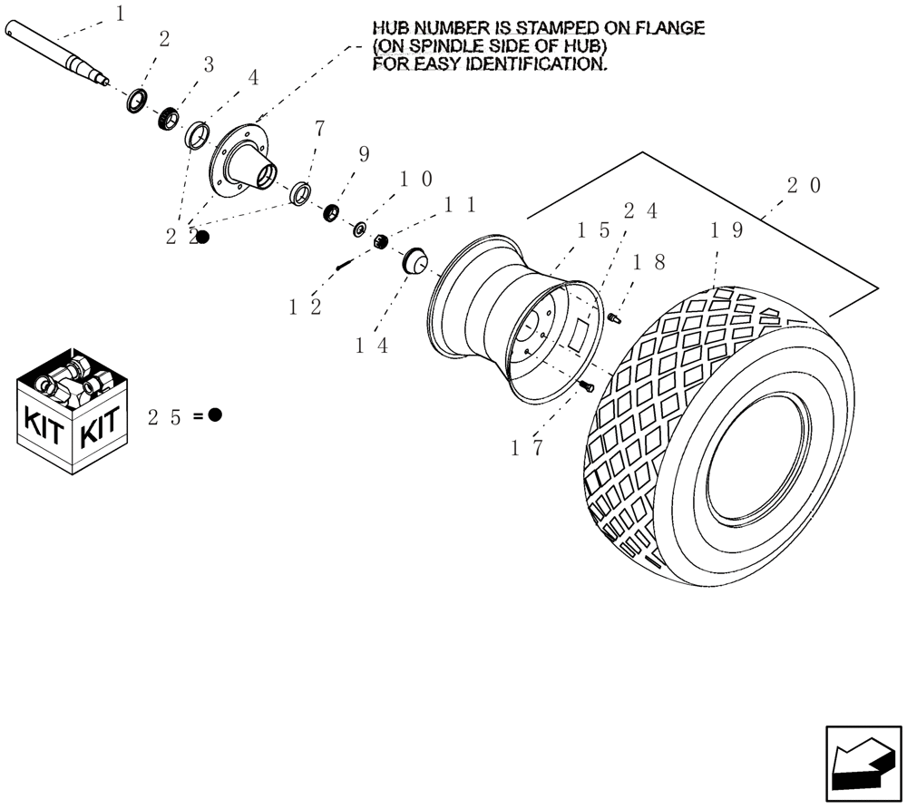 Схема запчастей Case IH ADX3260 - (D.50.C[03]) - FRONT DUAL CASTER WHEEL ASSEMBLY - 614 HUB AND SPINDLE D - Travel