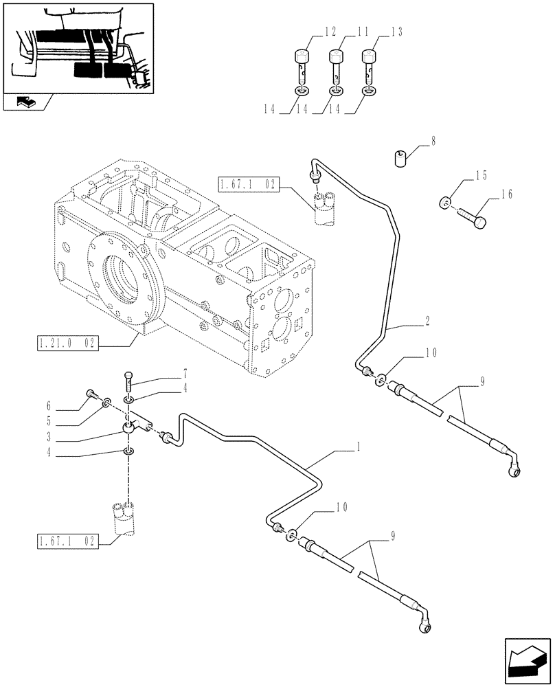 Схема запчастей Case IH FARMALL 70 - (1.92.68[02]) - BRAKE PIPING (10) - OPERATORS PLATFORM/CAB