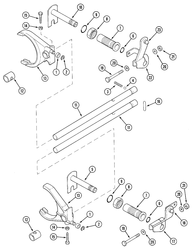 Схема запчастей Case IH 5120 - (6-038) - TRANSMISSION, GEAR SHIFT LINKAGE, INTERNAL (06) - POWER TRAIN
