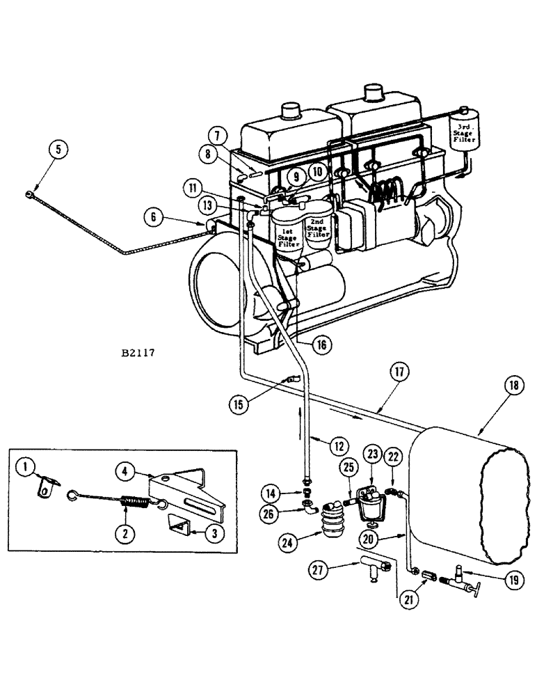 Схема запчастей Case IH 1010 - (450) - A301 D-F ENGINE, DIESEL FUEL SYSTEM (10) - ENGINE