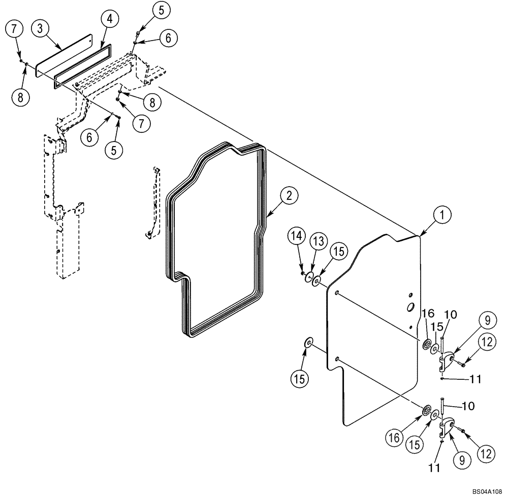 Схема запчастей Case IH 70XT - (09-31) - DOOR, FRONT - WINDSHIELD, LEXAN (NORTH AMERICA) (09) - CHASSIS