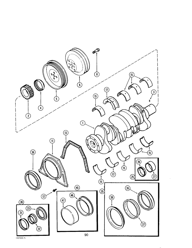 Схема запчастей Case IH 4390 - (090) - CRANKSHAFT, 4-390 AND 4T-390 ENGINE 