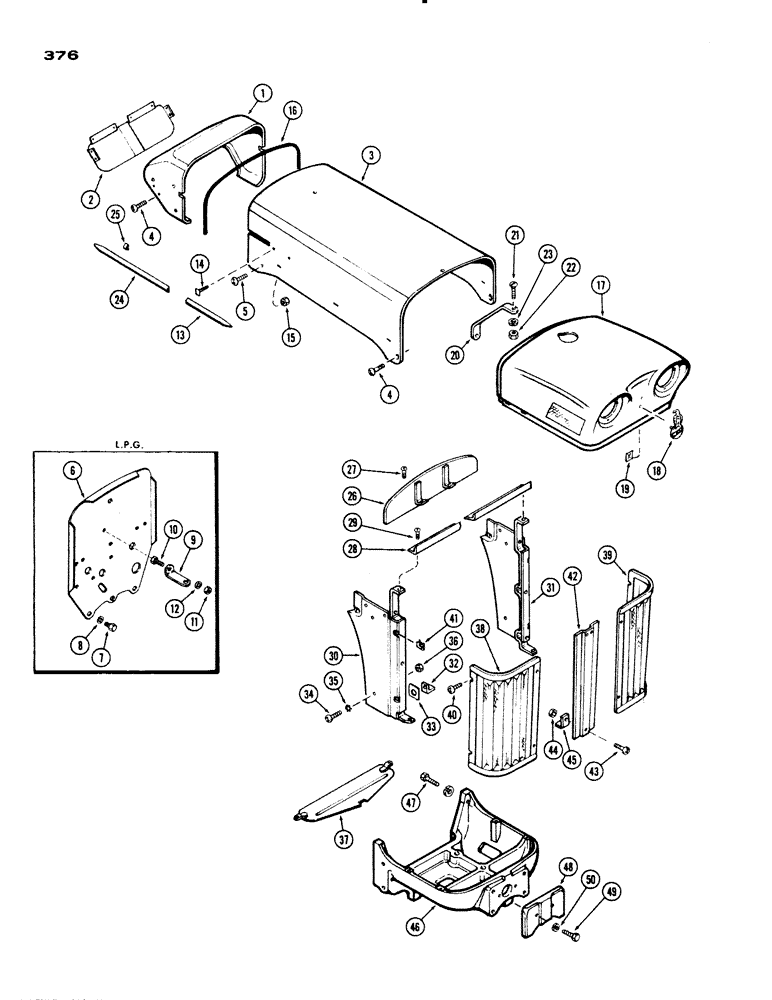 Схема запчастей Case IH 830-SERIES - (376) - HOOD AND PANELS, 730 GROVE (09) - CHASSIS/ATTACHMENTS