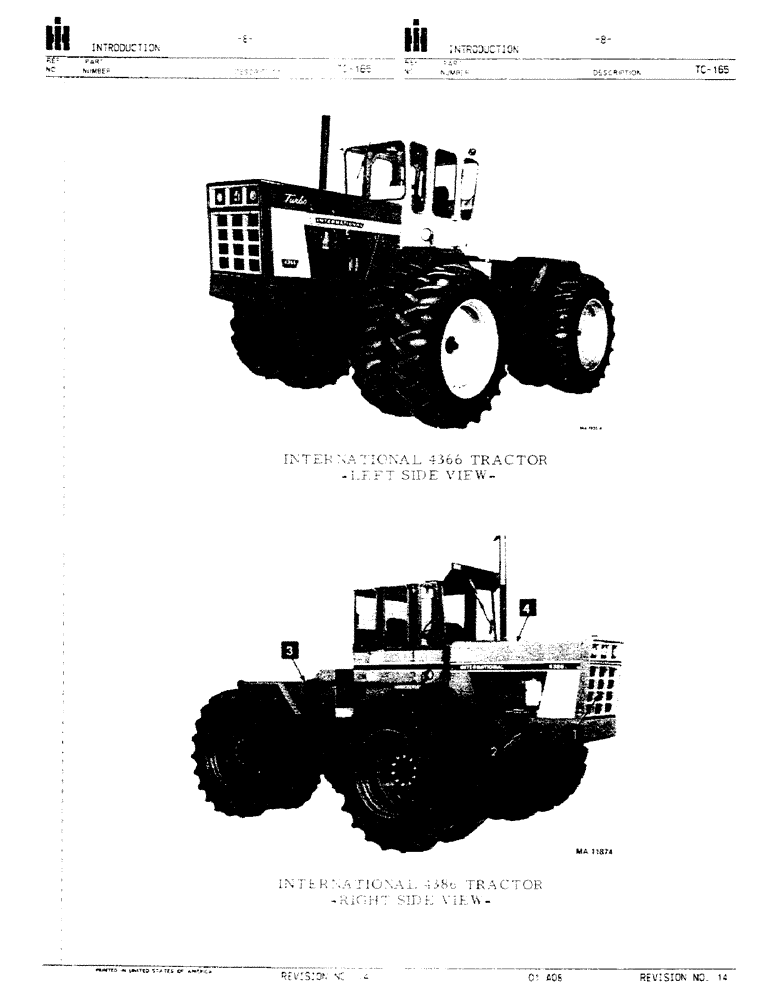 Схема запчастей Case IH 4366 - (01-08) - INTRODUCTION - MODEL VIEW (00) - GENERAL