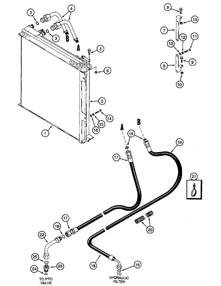 Схема запчастей Case IH 8910 - (5-018) - HYDRAULIC OIL COOLER (05) - STEERING