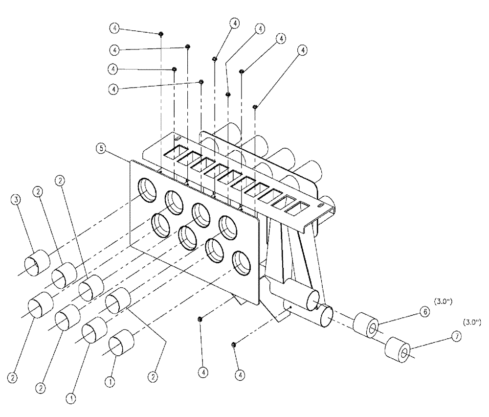 Схема запчастей Case IH 810 - (04-028) - VENTURI GROUP, MID, 2.5", RH Boom Group