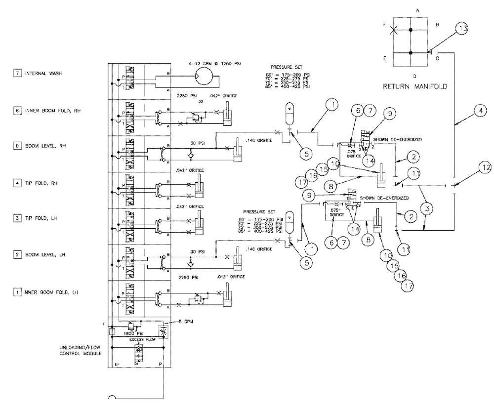 Схема запчастей Case IH 610 - (04-010) - COMPS HYDRAULIC STABILIZER Hydraulic Plumbing
