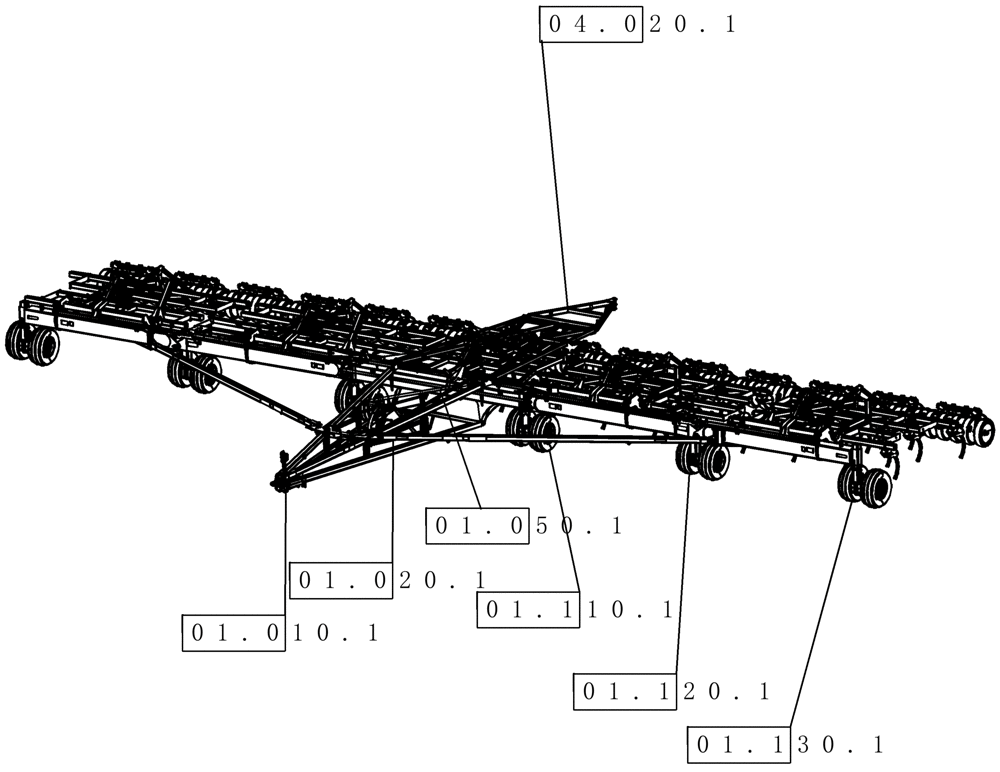 Схема запчастей Case IH ATX700 - (00.030.1) - PICTORIAL INDEX - TOW BETWEEN AIR CART CONFIGURATION BSN Y8S003250 Feature ID or Serial Number Locations/Publications