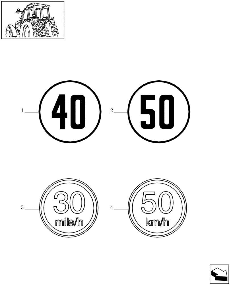 Схема запчастей Case IH MAXXUM 110 - (1.98.0/01) - ROADSPEED DECALS (13) - DECALS