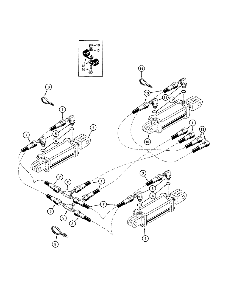 Схема запчастей Case IH 4200 - (08-01) - DEPTH CONTROL HYDRAULIC SYSTEM, 11 FT 10 INCH AND 15 FT 1 INCH MULCH FINISHER (08) - HYDRAULICS