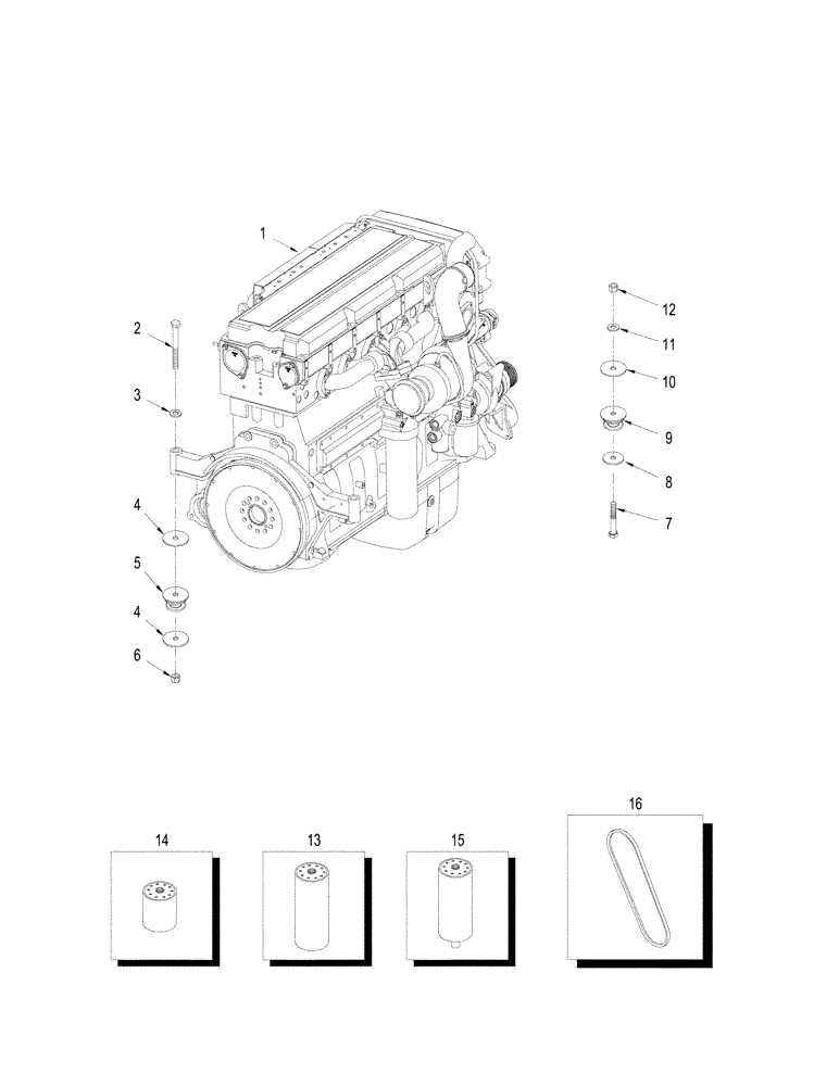 Схема запчастей Case IH STEIGER 535 - (02-18) - ENGINE MOUNTING AND ATTACHING PARTS, STEIGER 535 (02) - ENGINE