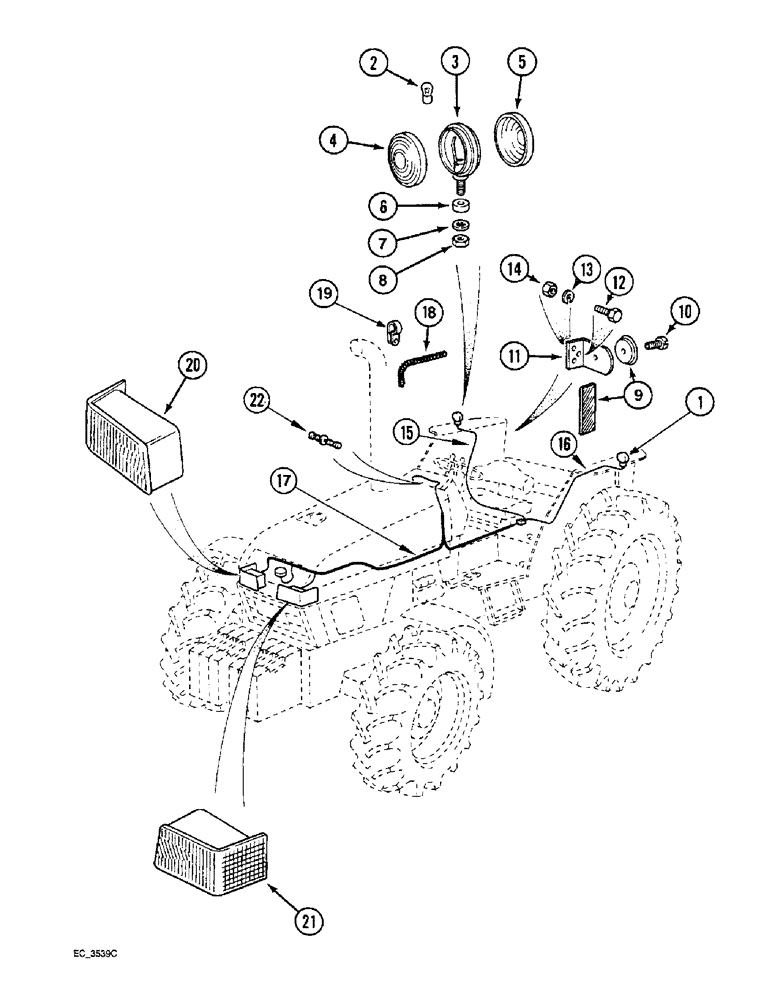 Схема запчастей Case IH 3230 - (4-006) - LIGHTS AND HARNESS, CROWN TOP FENDERS (04) - ELECTRICAL SYSTEMS