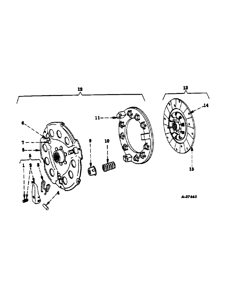 Схема запчастей Case IH 350 - (188) - CHASSIS, CLUTCH, 10-1/2 INCH, I.H. (12) - CHASSIS