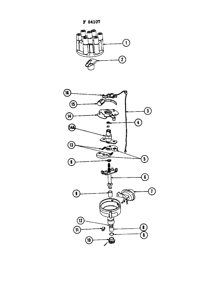 Схема запчастей Case IH 960 - (264) - F84107 DISTRIBUTOR, BEFORE NO. 8358004 (GAS ENGINE ONLY) (55) - ELECTRICAL SYSTEMS