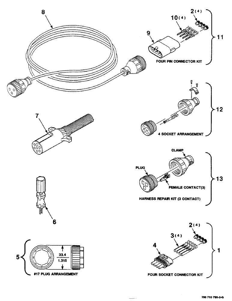 Схема запчастей Case IH 8455 - (4-10) - ELECTRICAL HARNESS SERVICE PARTS (CONTINUED) (06) - ELECTRICAL
