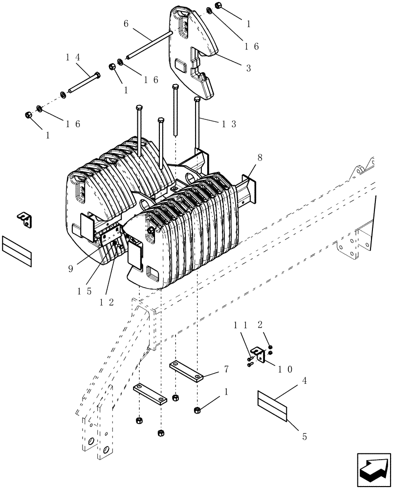 Схема запчастей Case IH 30 - (39.110.02) - WEIGHT BRACKET KIT - MAIN FRAME (39) - FRAMES AND BALLASTING