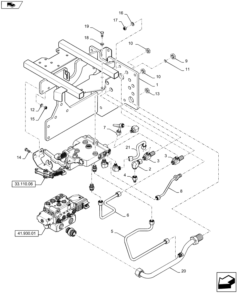 Схема запчастей Case IH STEIGER 500 - (33.110.03) - PARK BRAKE - HYDRAULICS - WHEELED (EUROPE) (33) - BRAKES & CONTROLS