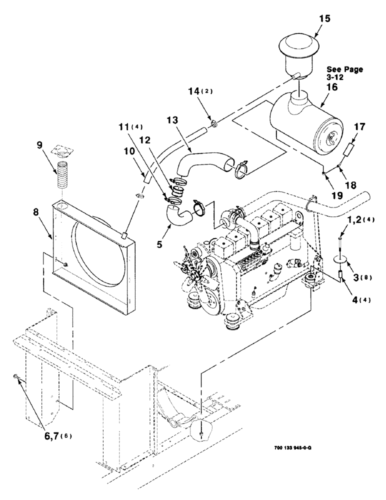 Схема запчастей Case IH 8850 - (03-10) - AIR BREATHER AND EXHAUST ASSEMBLY, SERIAL NUMBER CFH0099165 AND LATER (02) - ENGINE