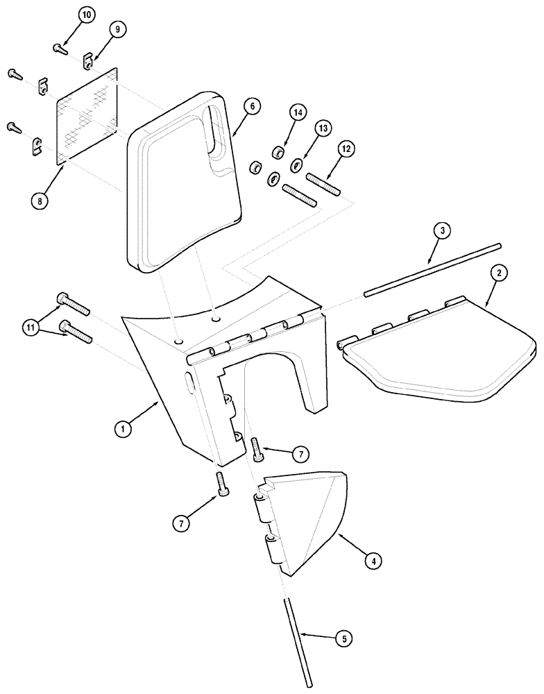 Схема запчастей Case IH MX150 - (09-52) - SEAT CO-WORKER (90) - PLATFORM, CAB, BODYWORK AND DECALS