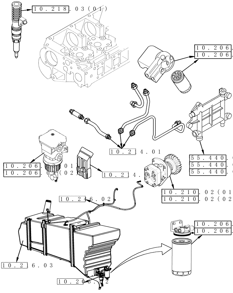 Схема запчастей Case IH 8010 - (00.000.10[03A]) - PICTORIAL INDEX - FUEL SYSTEM (00) - GENERAL & PICTORIAL INDEX