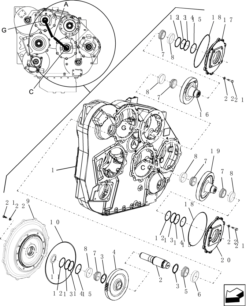 Схема запчастей Case IH 8010 - (66.260.01) - PTO, INPUT SHAFT, ENGINE GEARBOX - 7010/8010 (66) - THRESHING