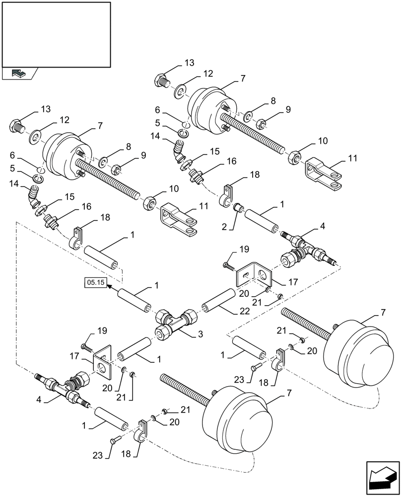 Схема запчастей Case IH LB433S - (05.18[01]) - PNEUMATIC BRAKES - TANDEM AXLE (05) - AXLE