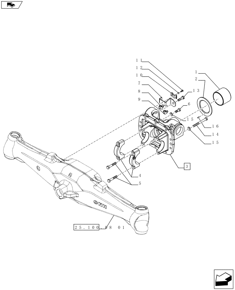 Схема запчастей Case IH FARMALL 65C - (25.100.08[02]) - 4WD FRONT AXLE - SUPPORT (25) - FRONT AXLE SYSTEM