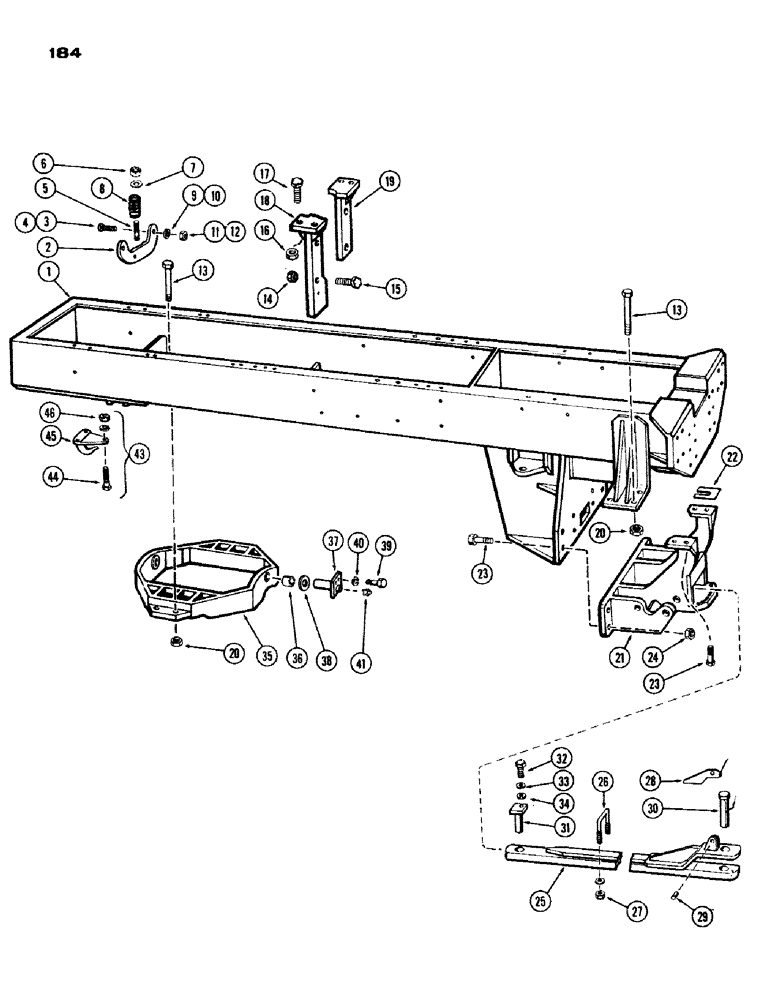 Схема запчастей Case IH 1200 - (184) - FRAME DRAWBAR AND ATTACHING PARTS (09) - CHASSIS