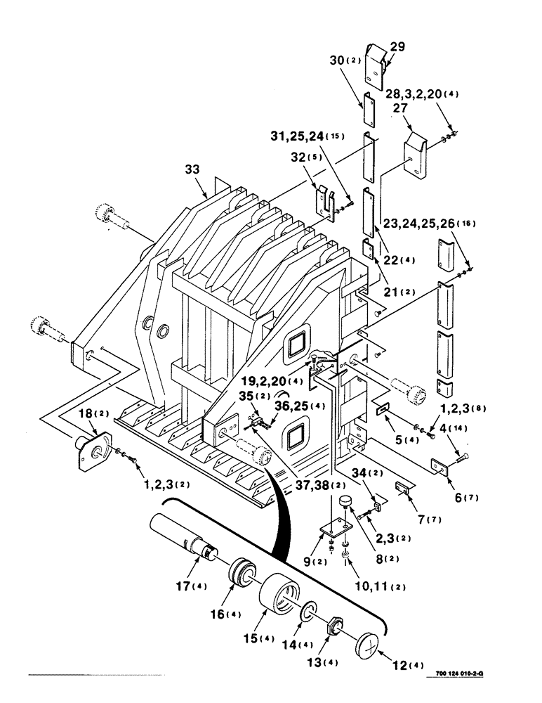 Схема запчастей Case IH 8590 - (5-22) - PLUNGER, HEAD PLATES AND ROLLERS ASSEMBLY (13) - FEEDER