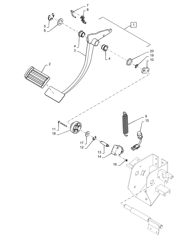 Схема запчастей Case IH MAGNUM 280 - (55.610.AA) - VAR - 420010, 420012, 449112, 449058, 449059, 429373, 429374 - PEDAL, INCHING (55) - ELECTRICAL SYSTEMS