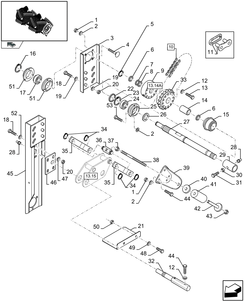 Схема запчастей Case IH LBX332R - (13.14[01]) - ROTOR DRIVE (13) - FEEDER